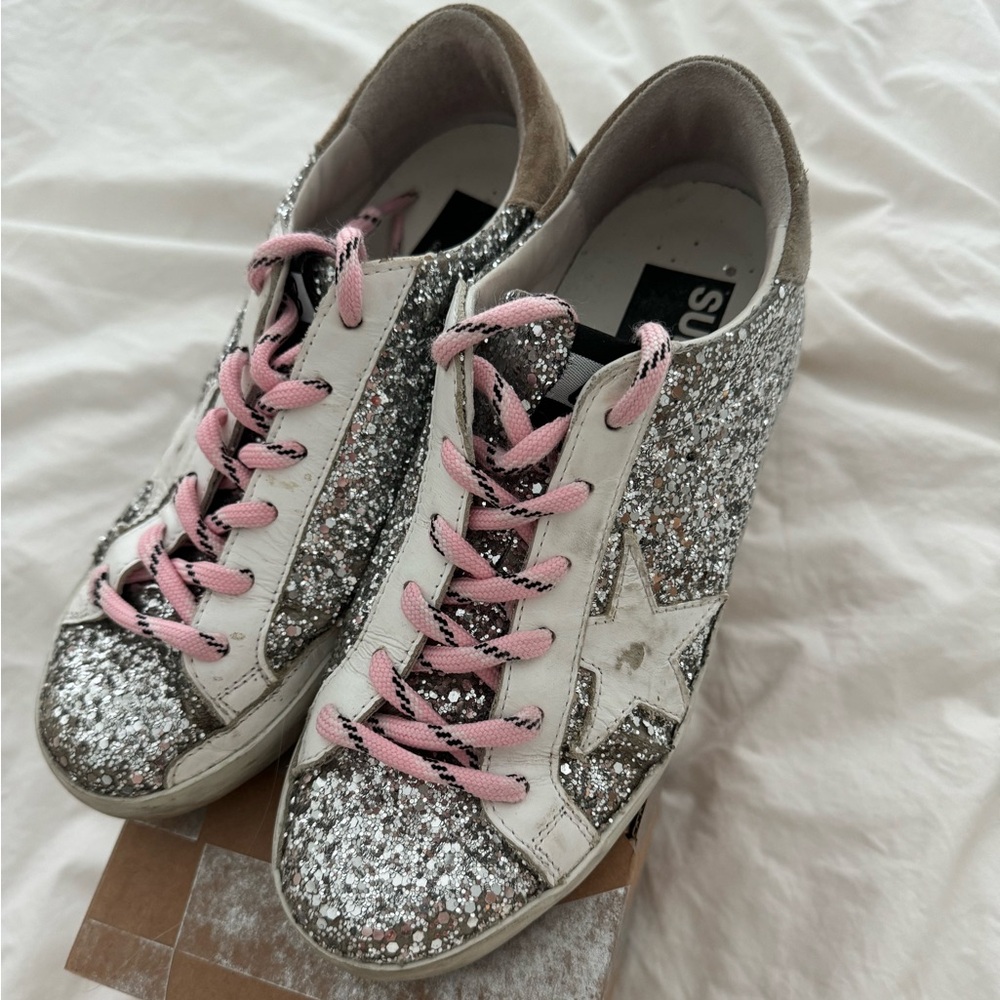 Silver Glitter Golden Goose Superstar | Size 36